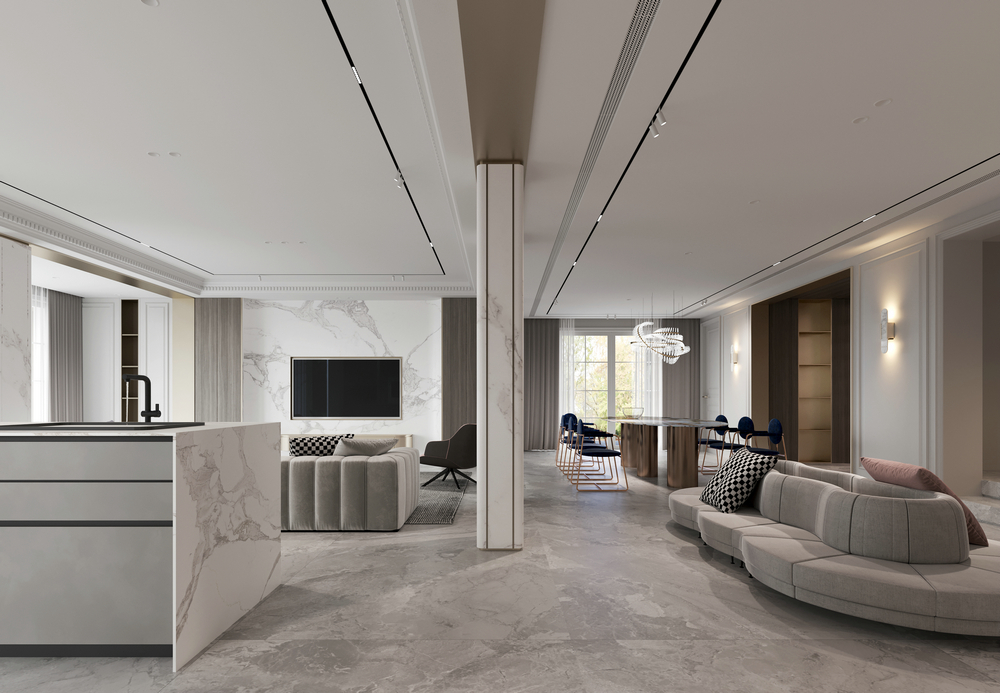 亞特蘭蒂斯現代法式別墅設計客廳