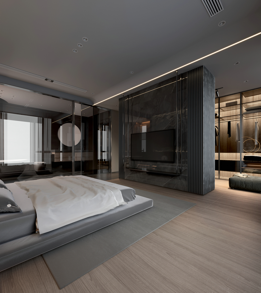 信合御龍山躍層暗黑系列炫酷設計主臥