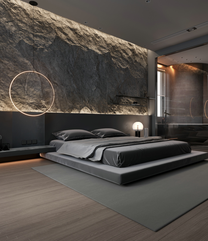 信合御龍山躍層暗黑系列炫酷設計床頭