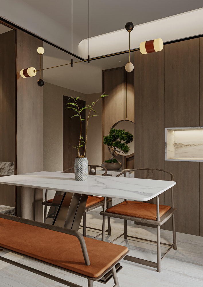 廣州越秀和樾府新中式設計餐桌