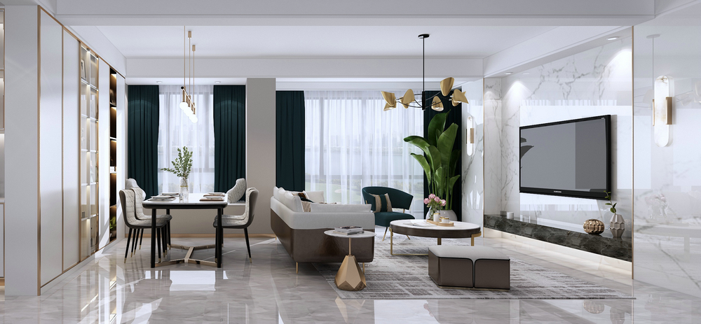 奧園廣場138平裝修設計客廳