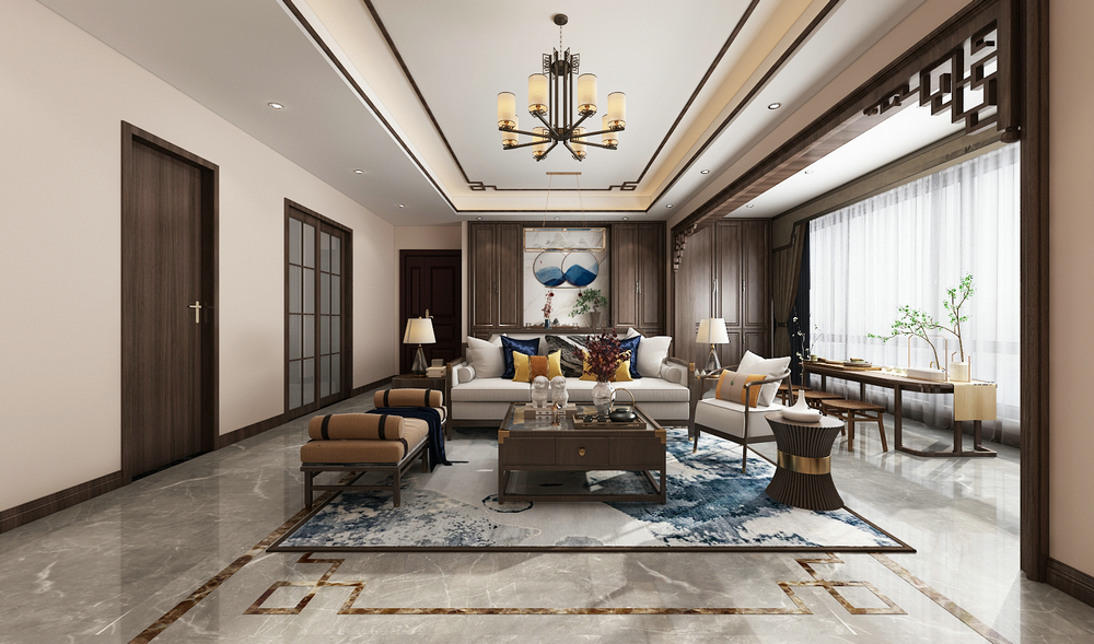 保利拉菲公館180平大平層設計客廳