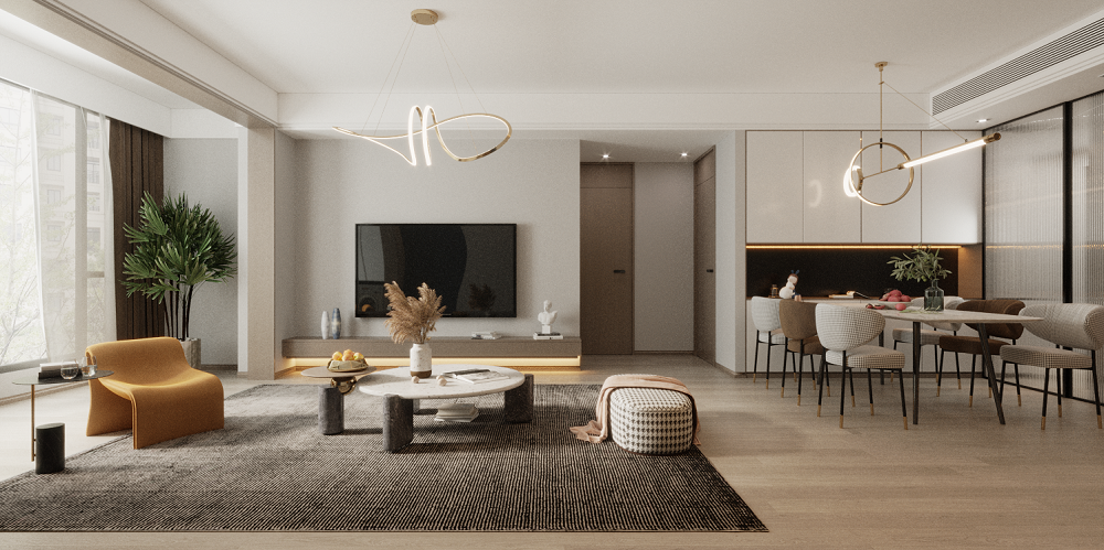 美泉悅府132平裝修設計餐廳