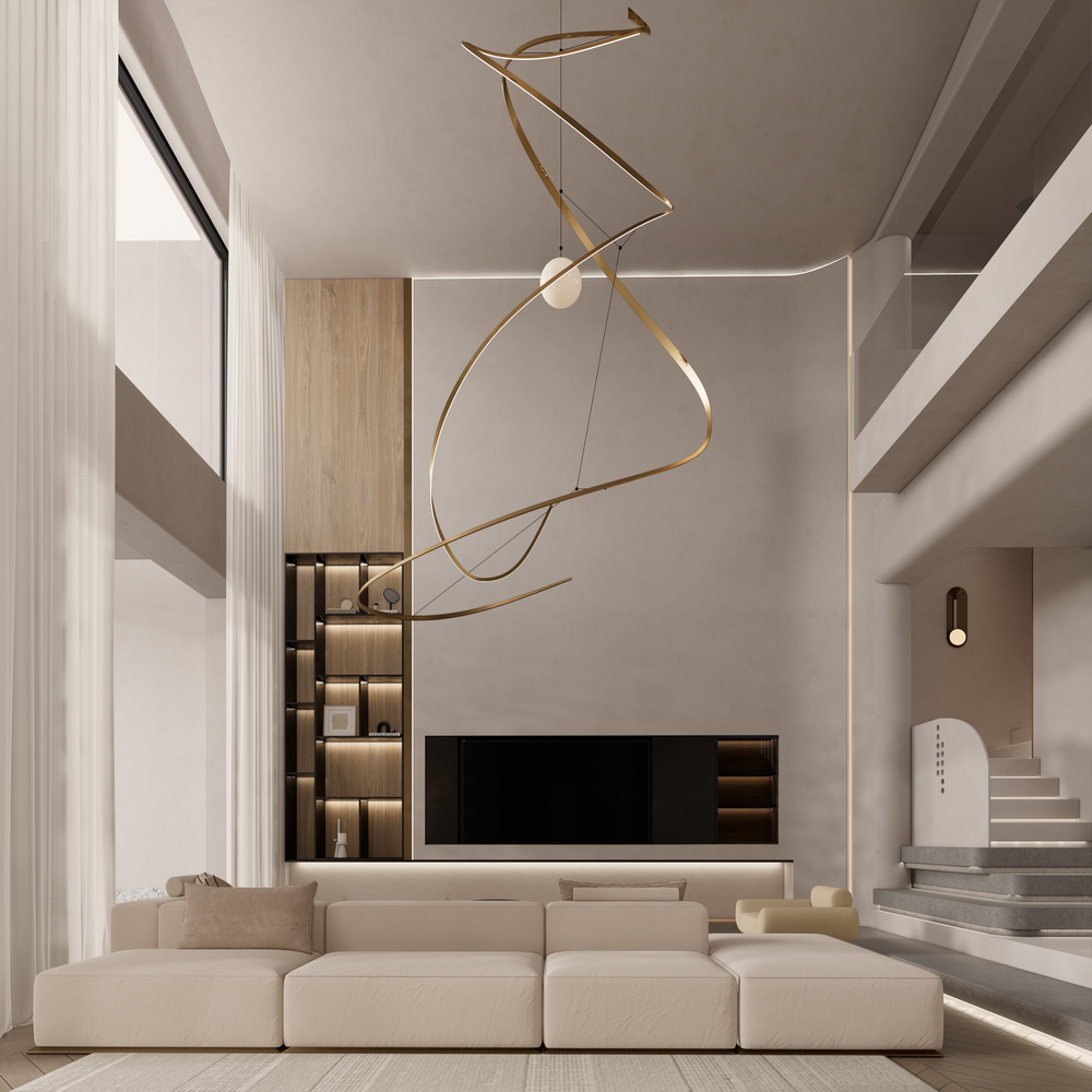 北京城建龍樾灣500平聯排別墅設計客廳