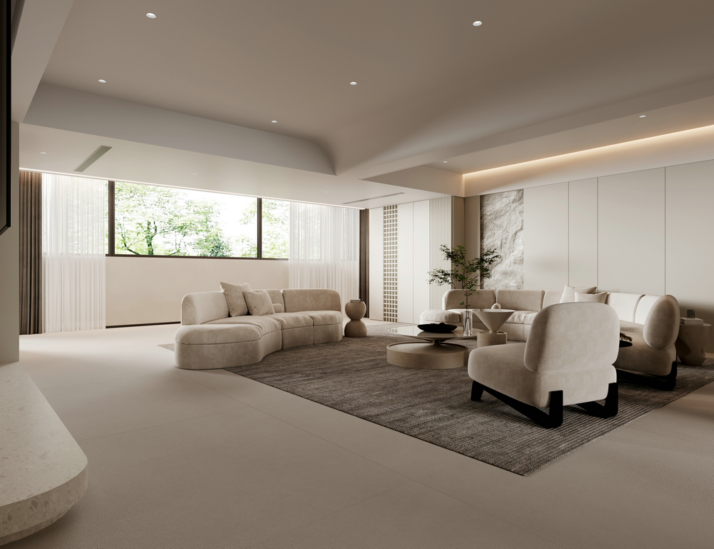 佛山躍層極簡風設計客廳