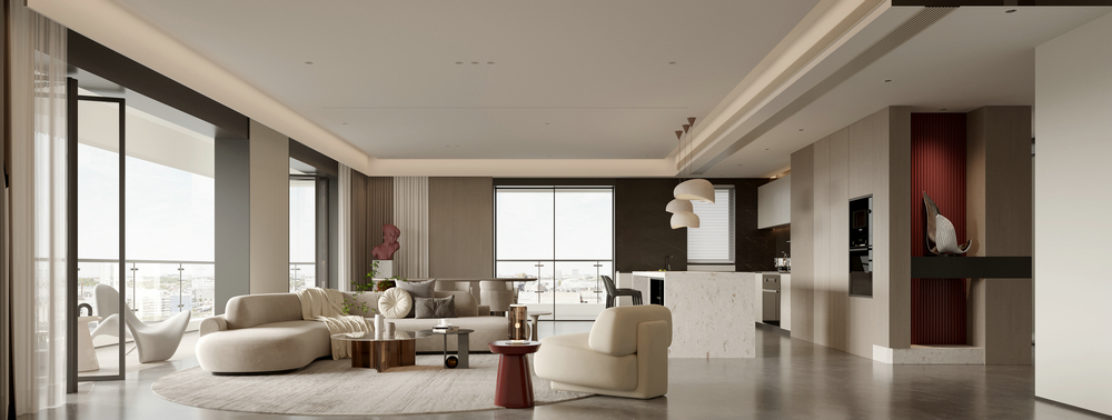 隆昌200大平層設(shè)計客廳