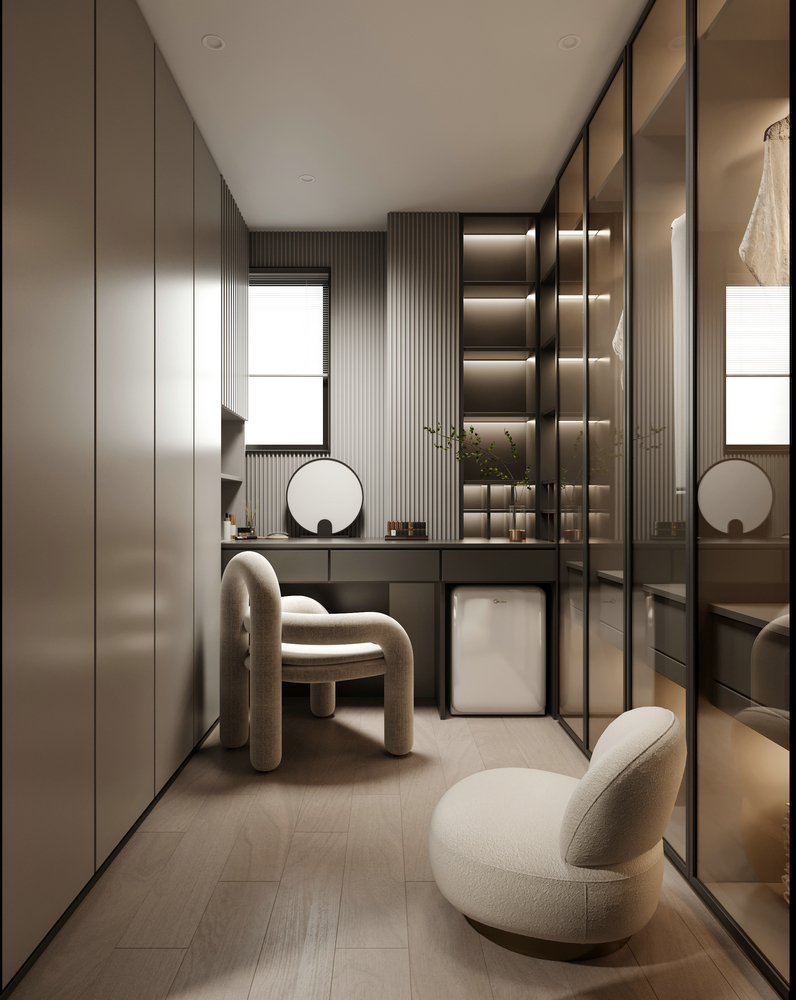 萬科城大平層設計裝修衣帽間