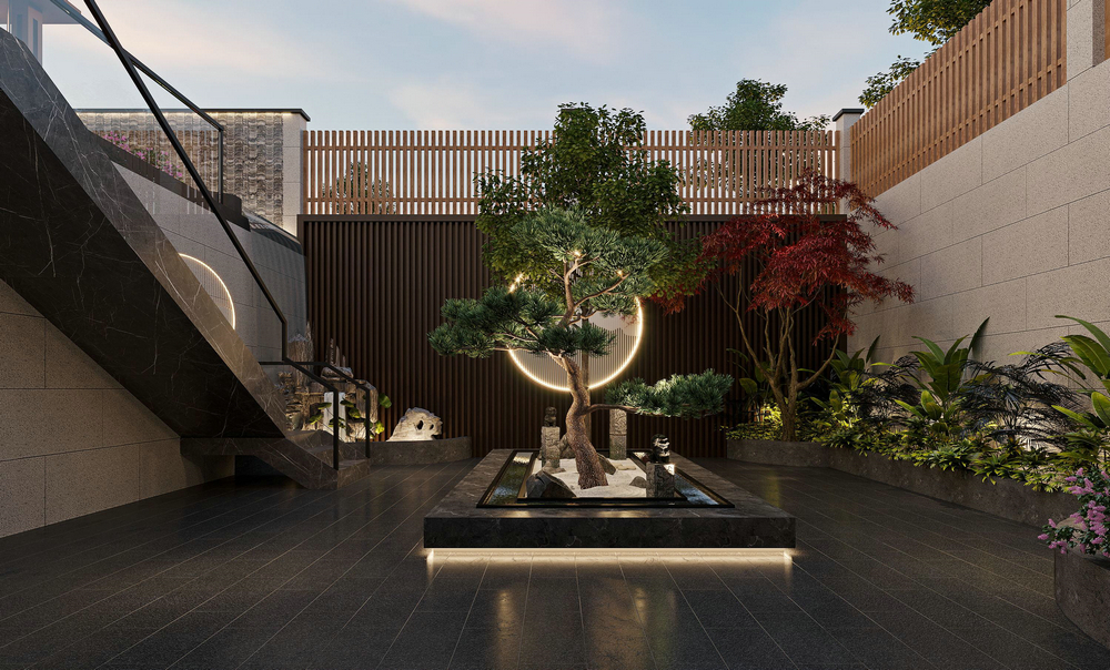 芙蓉古城800平方新中式設計花園