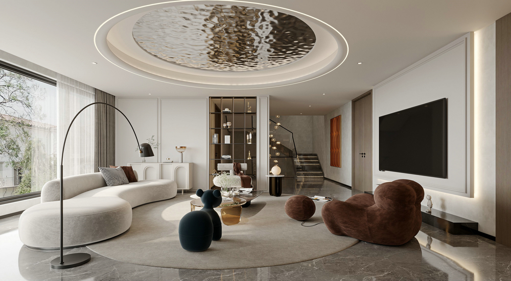 三利宅院800平現(xiàn)代風設(shè)計客廳