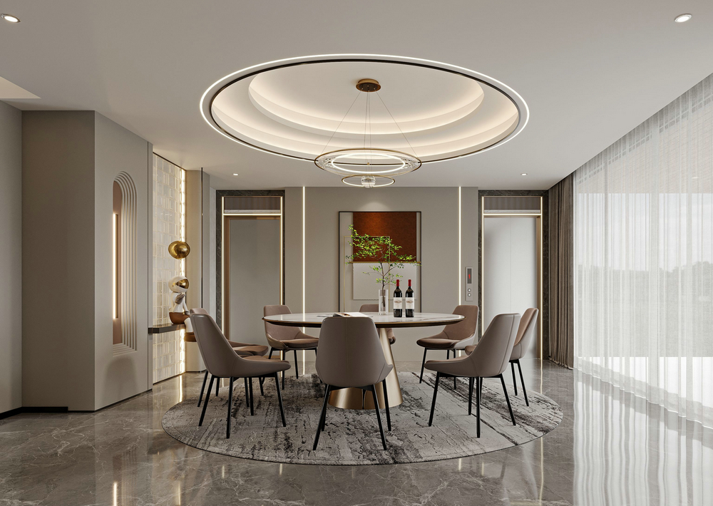 三利宅院800平現(xiàn)代風設(shè)計餐廳