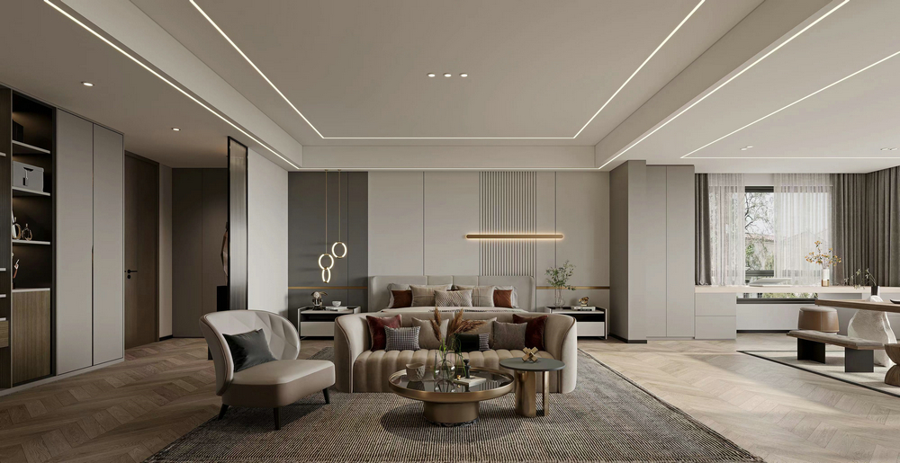 三利宅院800平現(xiàn)代風設(shè)計主臥