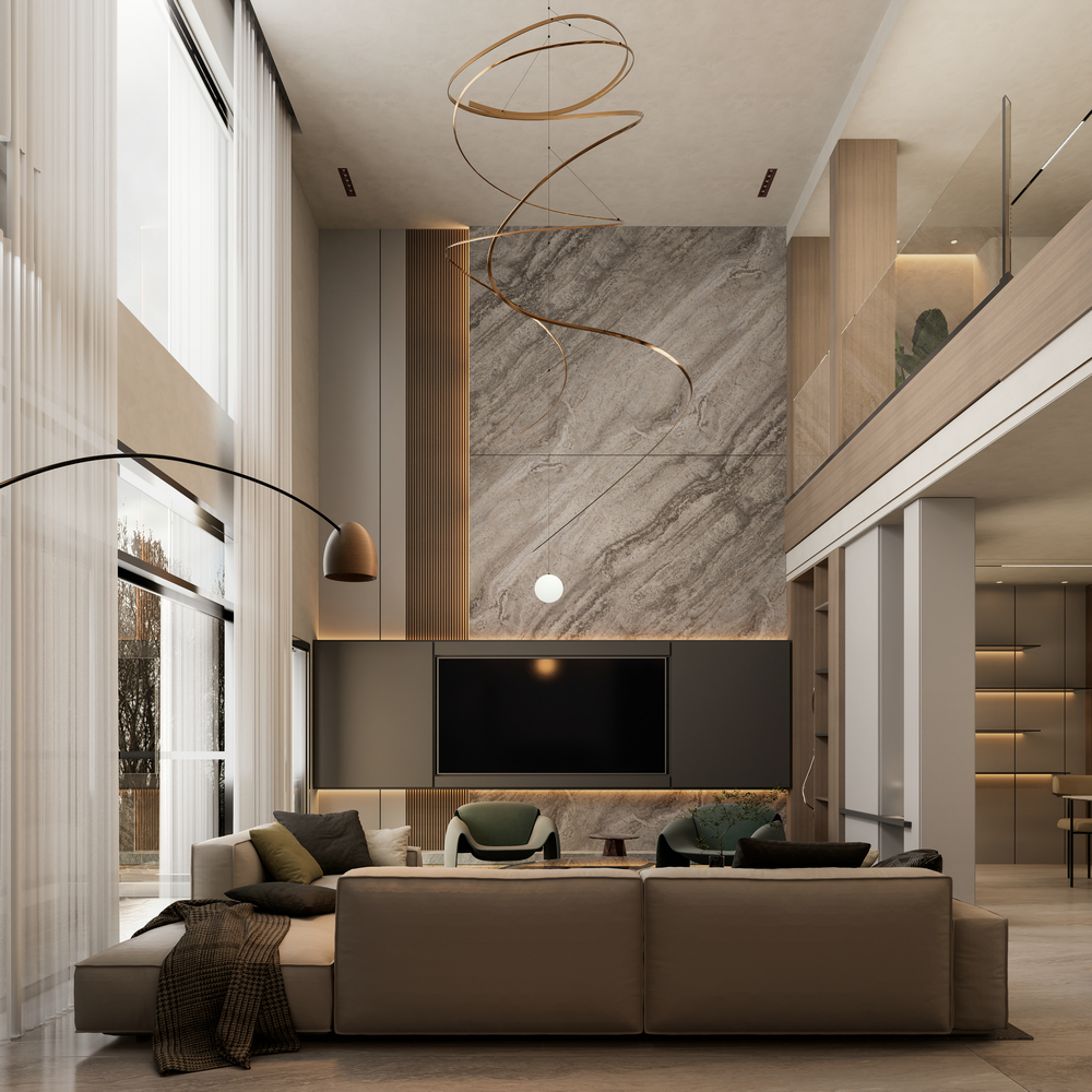 南郡七英里400平聯(lián)排別墅設(shè)計(jì)客廳