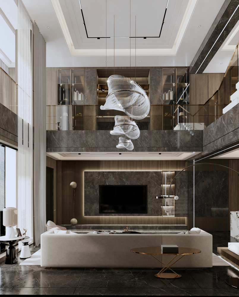 湖南常德500平聯排別墅設計電視墻