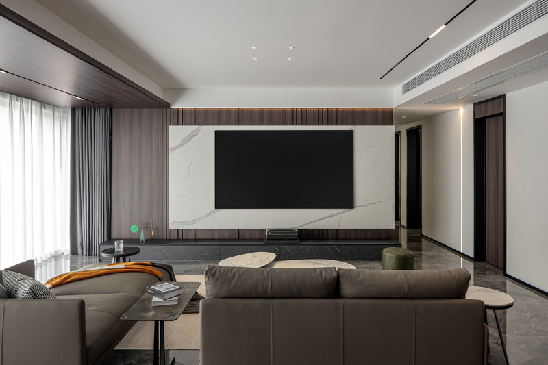 ?花照云庭170平現代實景圖電視墻