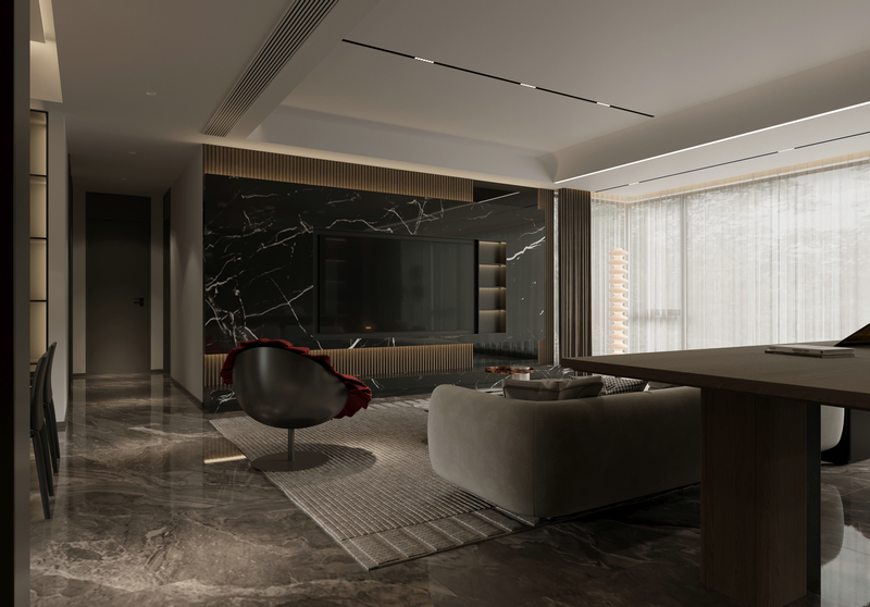 蘭臺府140平輕奢客廳過道