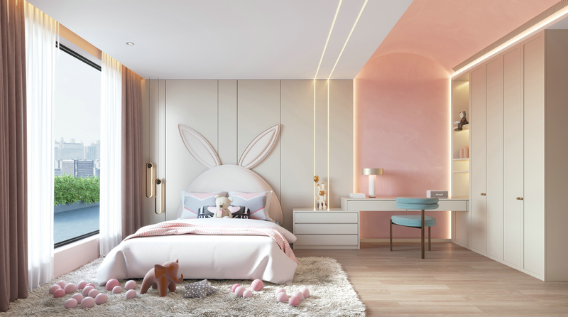 德商御府天驕256平躍層裝修設計女兒房