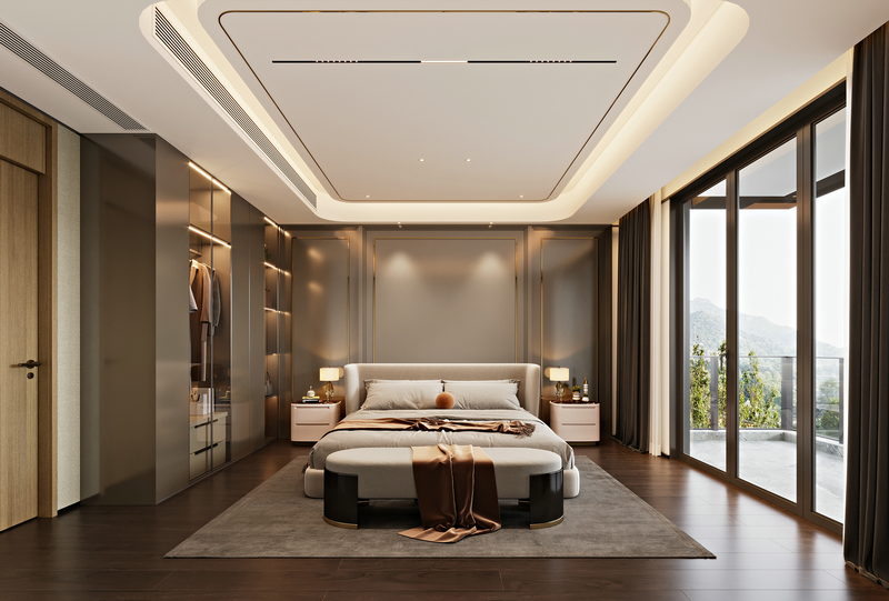 鳳起蘭庭280平聯排設計裝修主臥