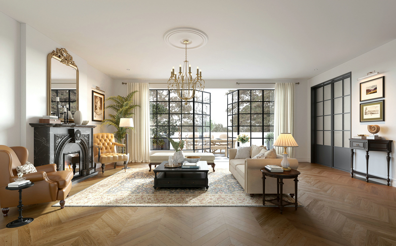 中海浣云居聯排美式設計客廳