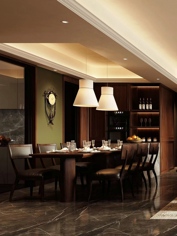 建發央璽200平美式復古設計餐桌區