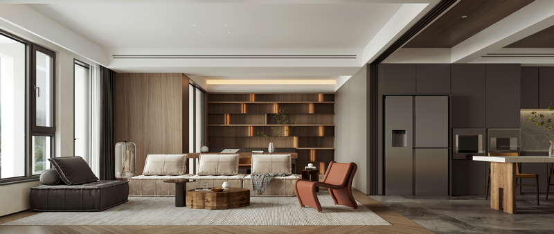 五彩林堤200平躍層設計客廳