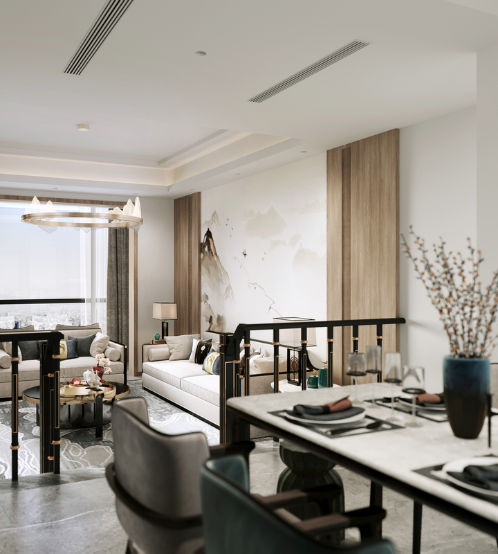 怡豐新城230平新中式設計沙發區