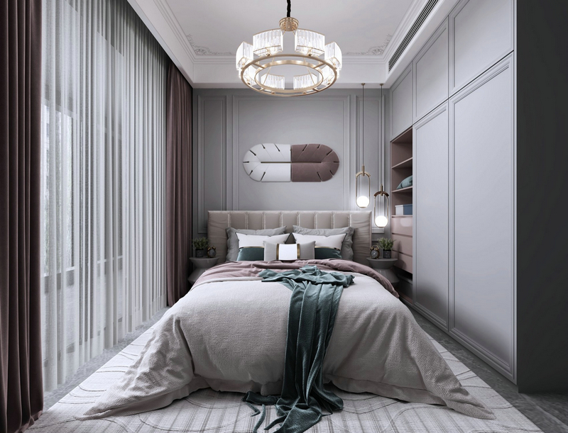 成都后花園380平法式風格設(shè)計次臥