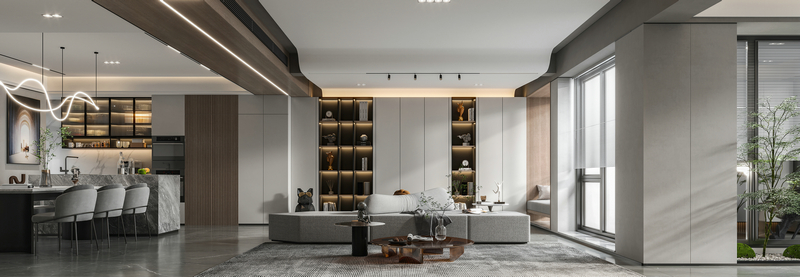 中海龍灣半島230平躍層設(shè)計(jì)客廳