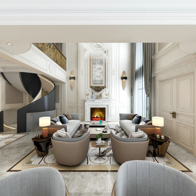 金科廊橋水鄉600平別墅設計客廳挑高