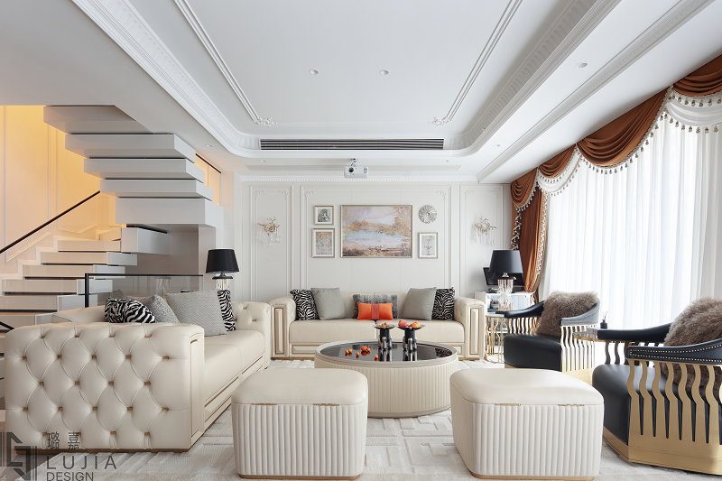 西樾錦宸別墅設計法式實景休閑廳