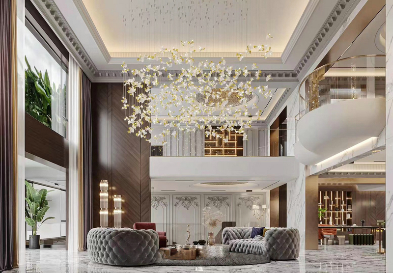 麓山國際法式別墅設計客廳窗外