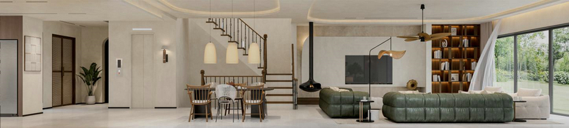 藍貝島別墅設計客廳電視墻