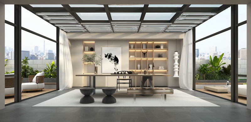 棠湖泊林城-現代輕奢-別墅設計書房