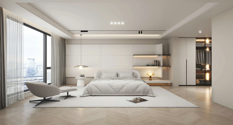 棠湖泊林城-現代輕奢-別墅設計臥室