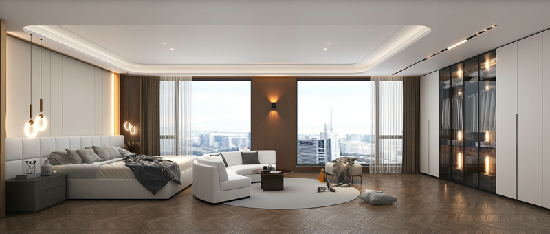 中南樾府別墅設(shè)計-現(xiàn)代輕奢-460主臥