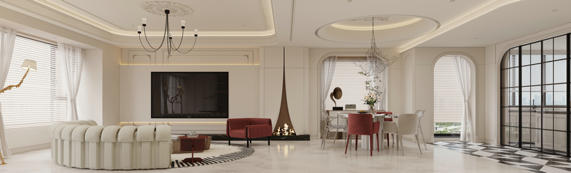 和今緣255平別墅設(shè)計|時尚法式客廳