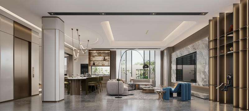 仟坤院子別墅343平現代輕奢餐廳