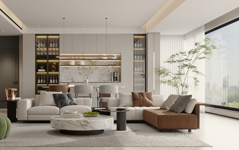 西府瑯悅平層168平設(shè)計客餐廳