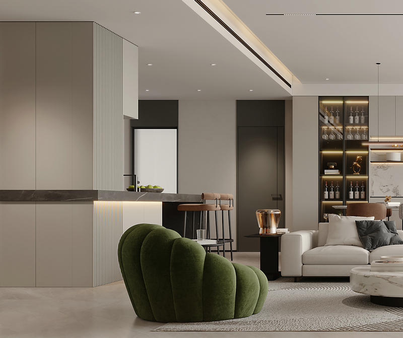 西府瑯悅平層168平設(shè)計吧臺