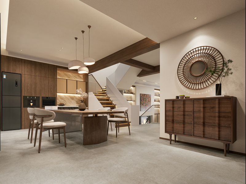 月映長灘300平別墅設計|自然詫寂玄關