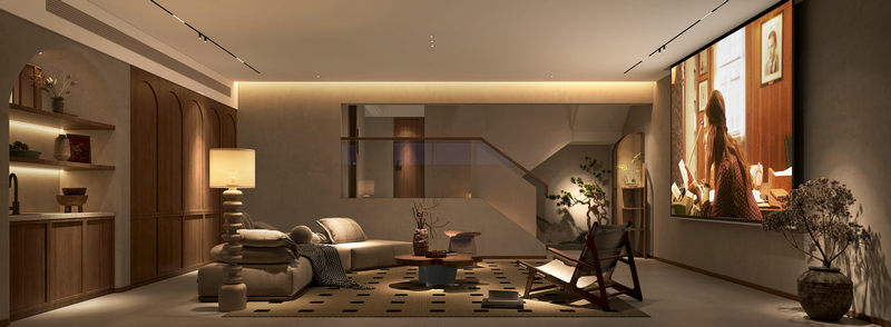 月映長灘300平別墅設計|自然詫寂客廳